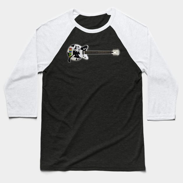 Felix the Cat Guitar Baseball T-Shirt by RetroZest